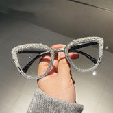 Jillian Cat Eye Rhinestone Vintage Glasses Cat Eye Frames MON Silver